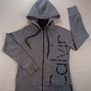 CalvinKlein Performance Women's Quick Dry Fleece Zip-Up Hoodie Black and Gray L